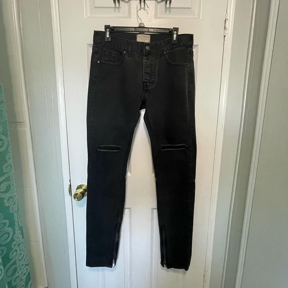 Fear of God Black Ripped Jeans